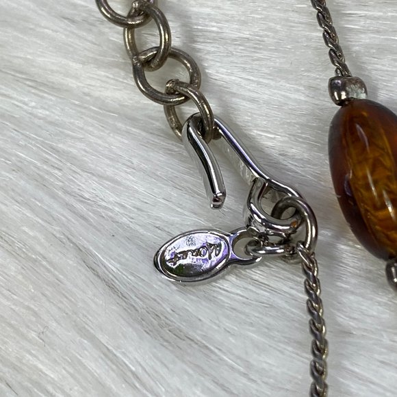 Vintage Monet Faux Tortoiseshell Bead Chain Necklace 17" - Picture 6 of 6